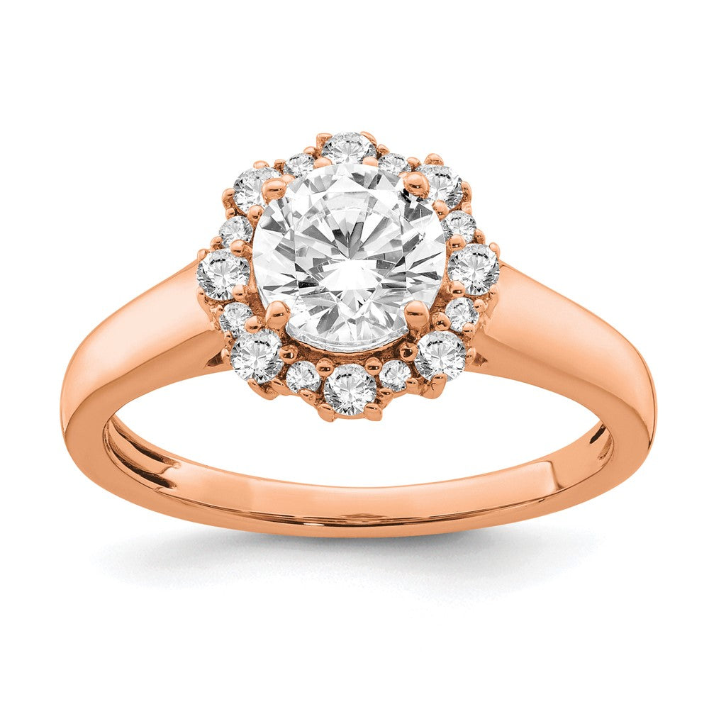 True Origin 14K Roségold 0,25K Labor-gezüchteter Diamant VS+ F+ Semi-Mount Rund Halo Verlobungsring