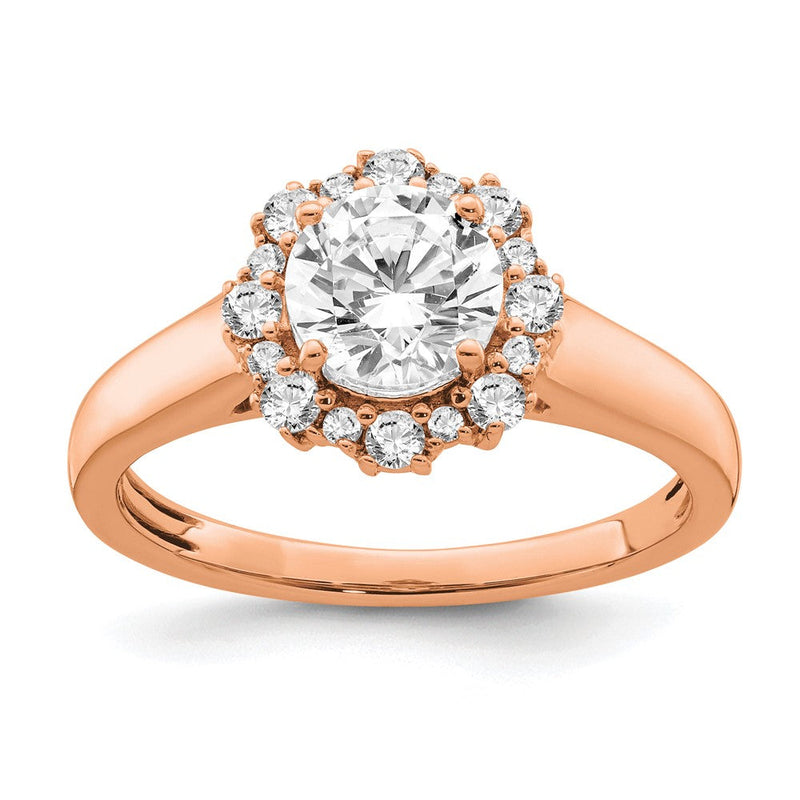 True Origin 14K Roségold 0,25K Labor-gezüchteter Diamant VS+ F+ Semi-Mount Rund Halo Verlobungsring