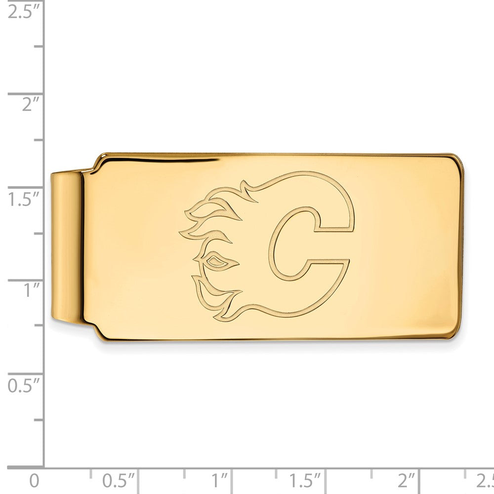 14K Gelbgold Gold Nhl Logoart Calgary Flames Geldklammer