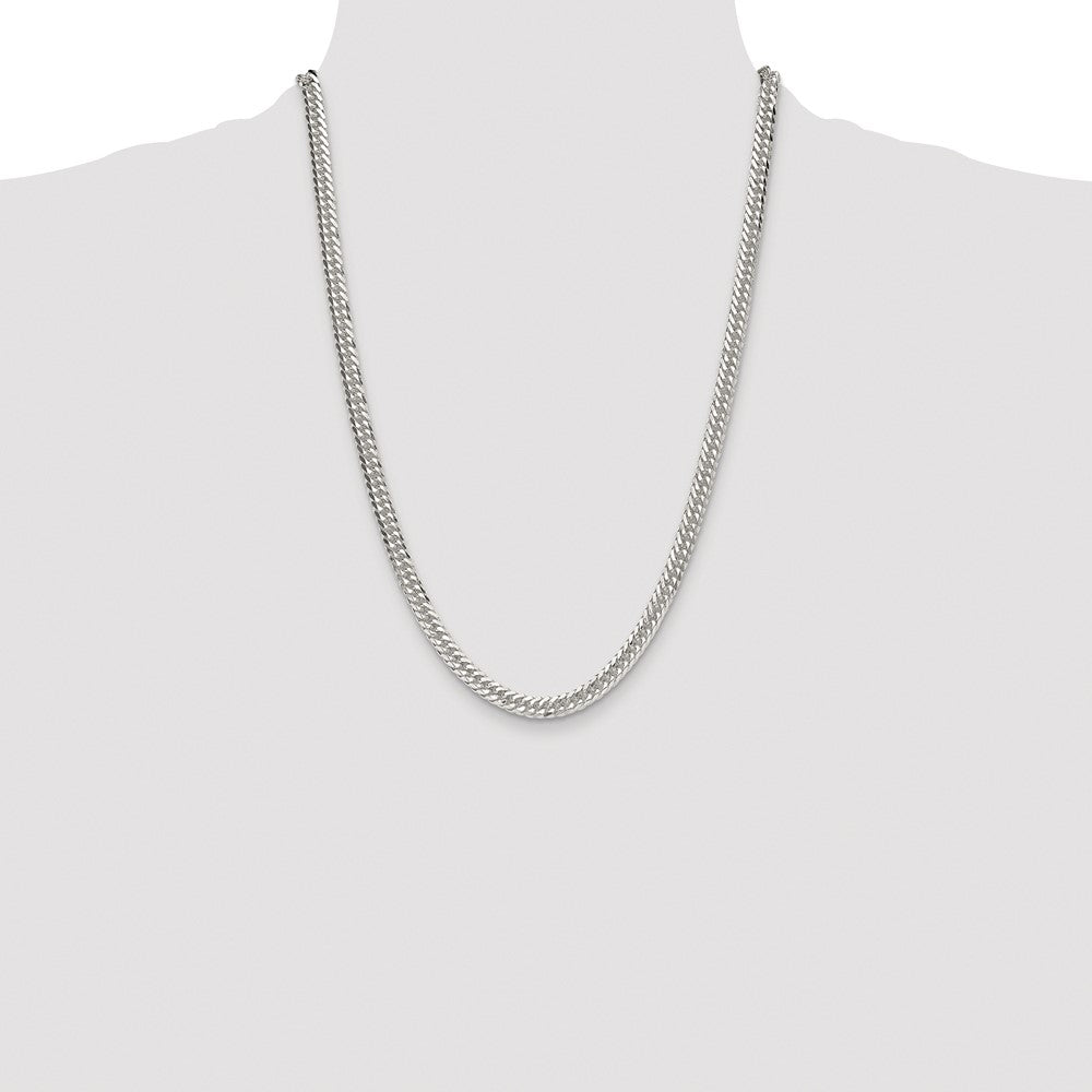 Sterlingsilber Rhodiniert 5.7mm Doppelt Diamantiert Panzer 24 Zoll Kette