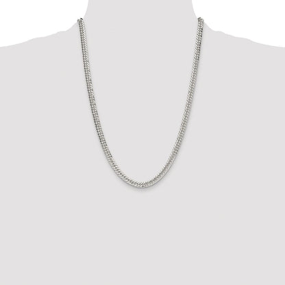 Sterlingsilber Rhodiniert 5.7mm Doppelt Diamantiert Panzer 24 Zoll Kette