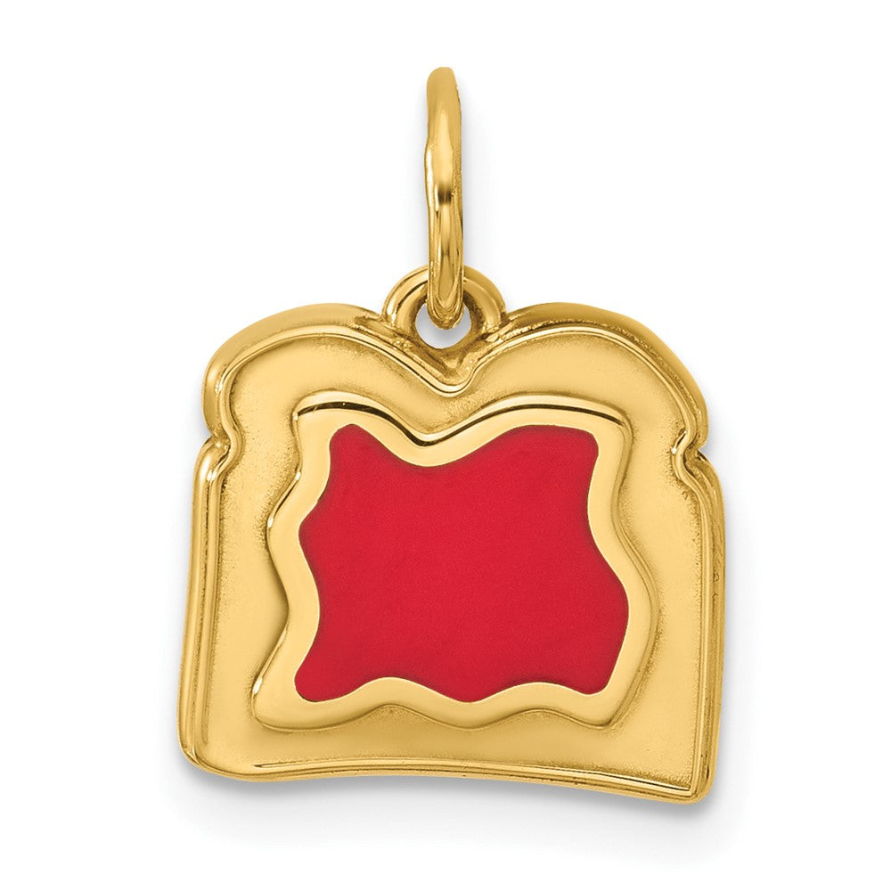 14K Gelbgold Charm "Toast und Marmelade" mit roter Emaillierung