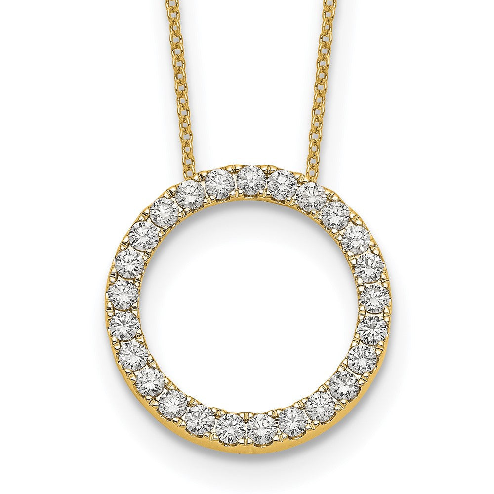 14K Gelbgold Poliert 1 Karat Diamant Kreis 18 Zoll Halskette
