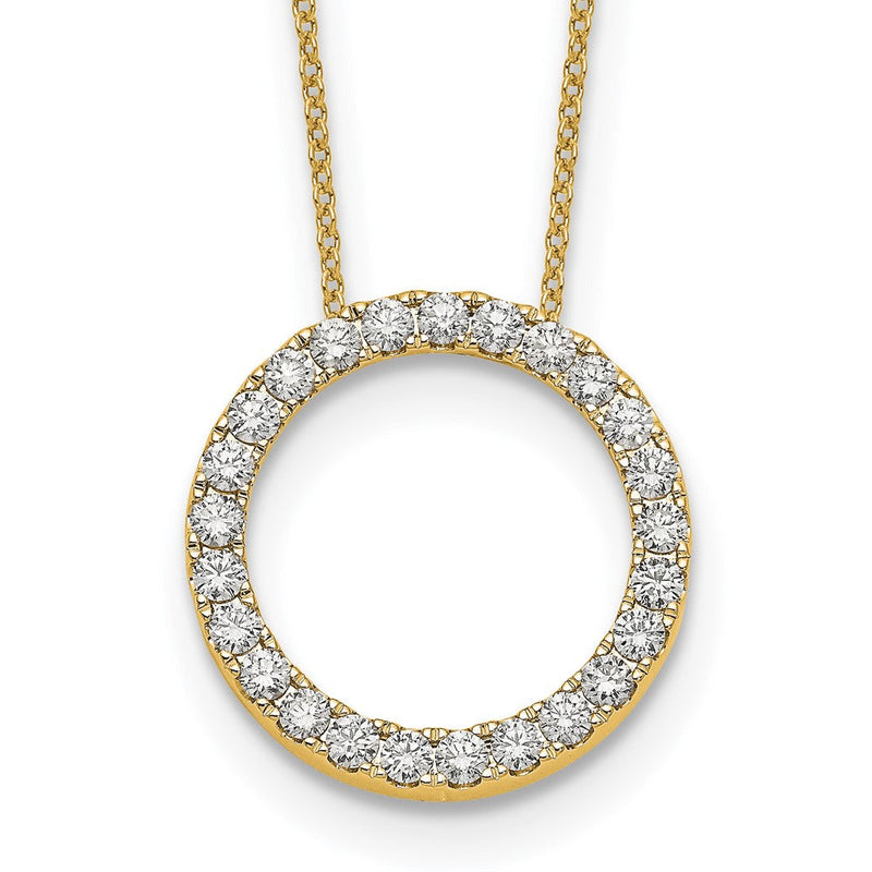 14K Gelbgold Poliert 1 Karat Diamant Kreis 18 Zoll Halskette