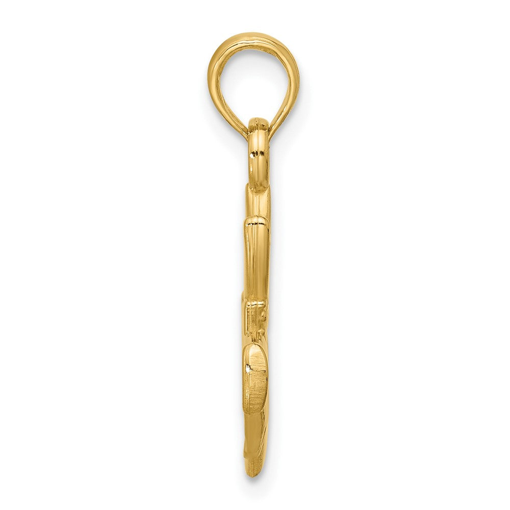14K Gelbgold Polierter Herz-Kronen-Anhänger