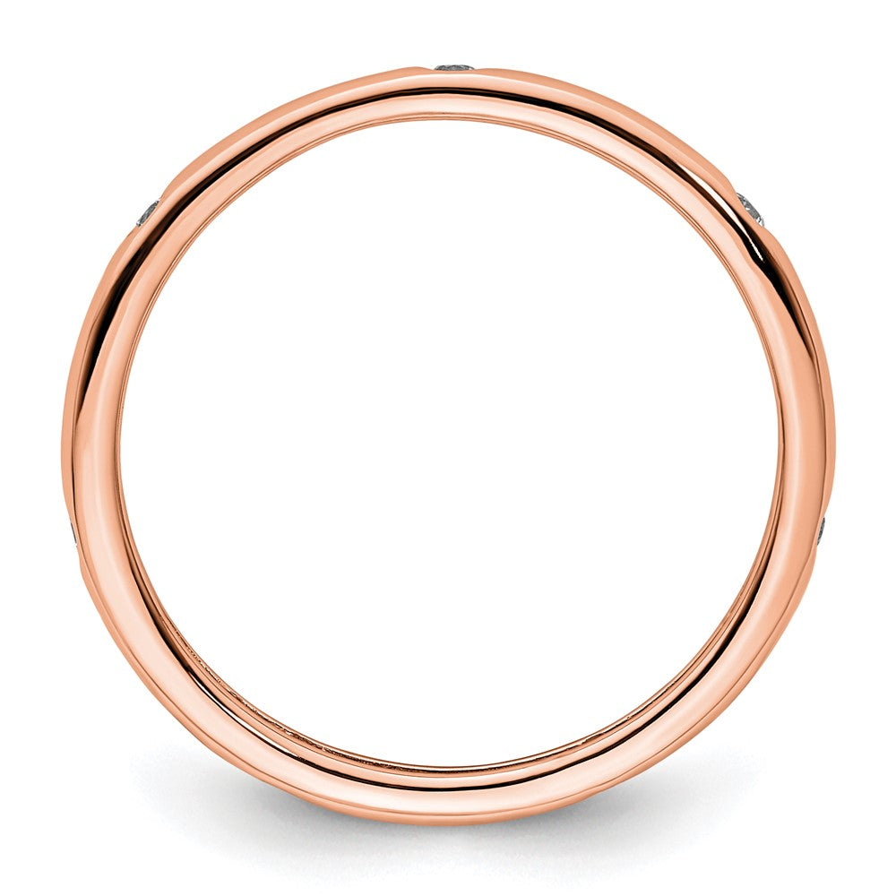 14K Roségold Poliert Größe 8.5 Zargenfassung-set 1/10 Karat Diamant Komplett Memoire Ehering Ring
