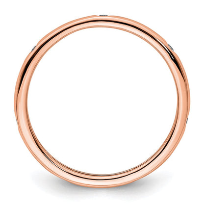 14K Roségold Poliert Größe 8.5 Zargenfassung-set 1/10 Karat Diamant Komplett Memoire Ehering Ring