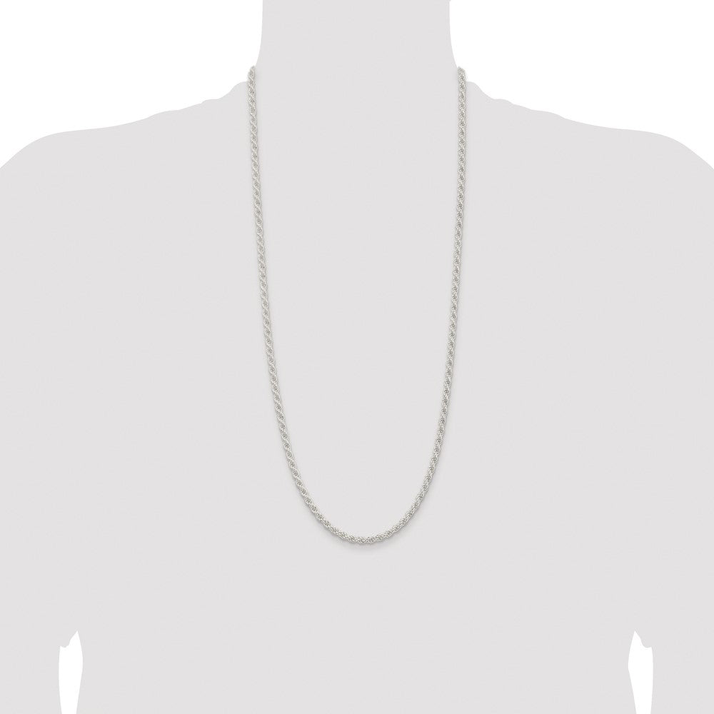 Sterlingsilber Rhodiniert 4.5mm Massiv Kordel 30 Zoll Kette