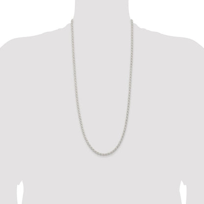 Sterlingsilber Rhodiniert 4.5mm Massiv Kordel 30 Zoll Kette