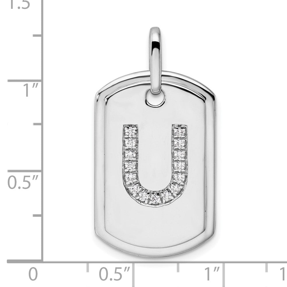 14K Weißgold Diamant-Buchstabe-U-Erkennungsmarken-Charm