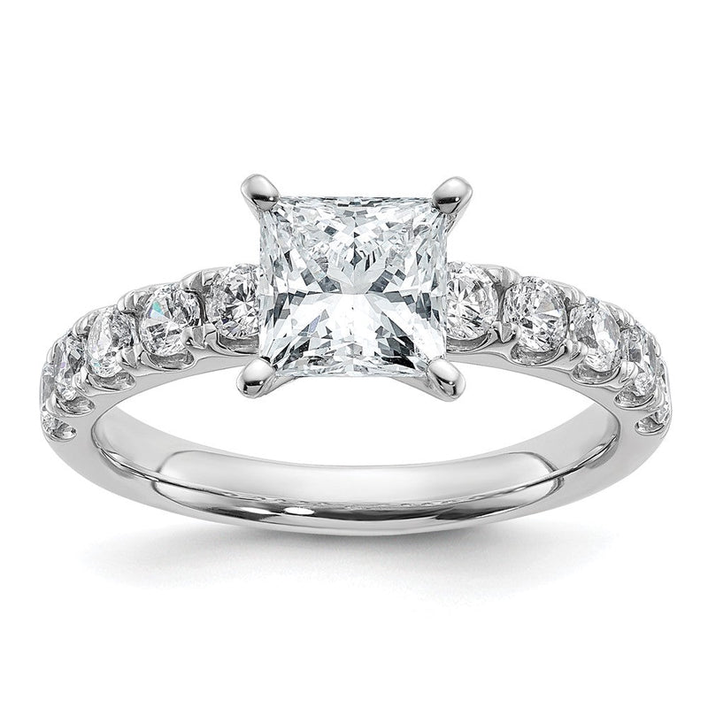 14K Weißgold Zertifiziert 2 1/5 Karat Im Labor Gezüchtet Diamant Vs+ F+ Princess Komplett Verlobungsring