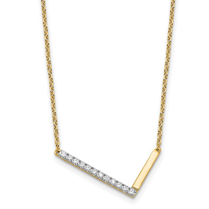 14K Gelbgold Seitlich Diamant Initiale L 18 Zoll Halskette