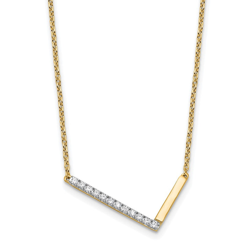 14K Gelbgold Seitlich Diamant Initiale L 18 Zoll Halskette