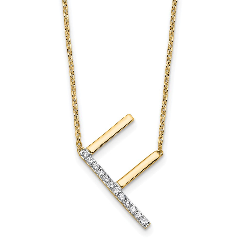14K Gelbgold Seitlich Diamant Initiale F 18 Zoll Halskette