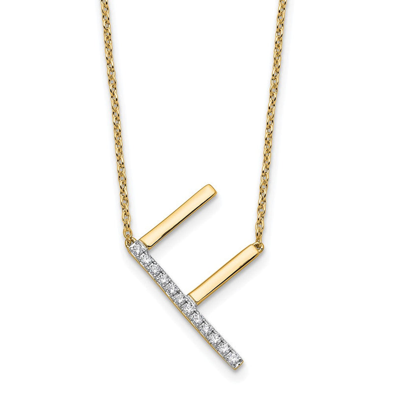 14K Gelbgold Seitlich Diamant Initiale F 18 Zoll Halskette