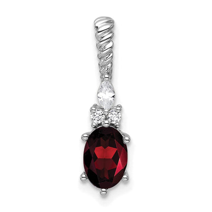 14K Weißgold Diamant und 7x5 Oval January/garnet Gedreht Kette Anhänger