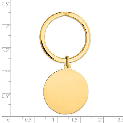 14K Gelbgold Rund Hoch Poliert Plättchen Key Ring