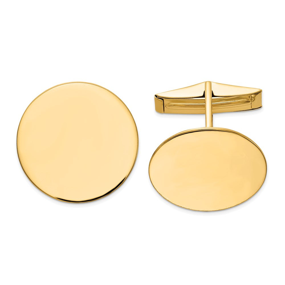 14K Gelbgold Herren Kreisförmig Poliert Manschette Knöpfe