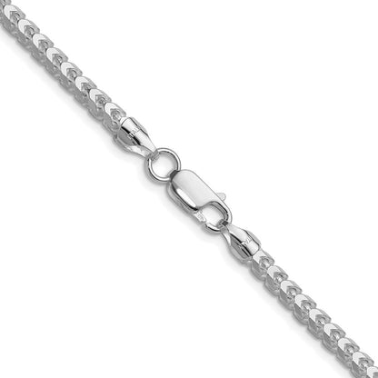 Sterlingsilber Rhodiniert 4.0mm Diamantiert Quadratisch Franco 30 Zoll Kette