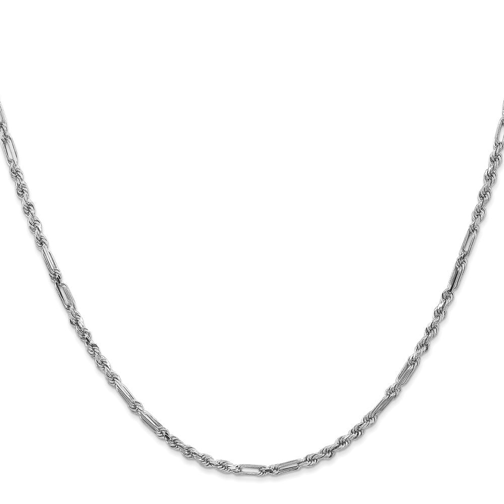 14K Weißgold 2.5mm Diamantiert Milano Kordel Halskette