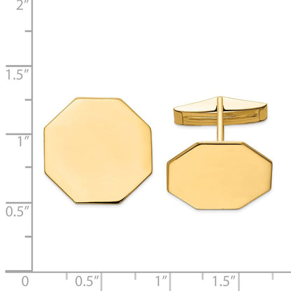 14K Gelbgold Herren Octagonal Manschette Knöpfe