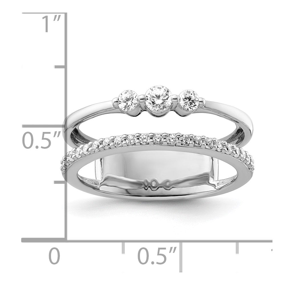14K Weißgold Polierter Doppel-Diamant-Ehering Fashion-Ring