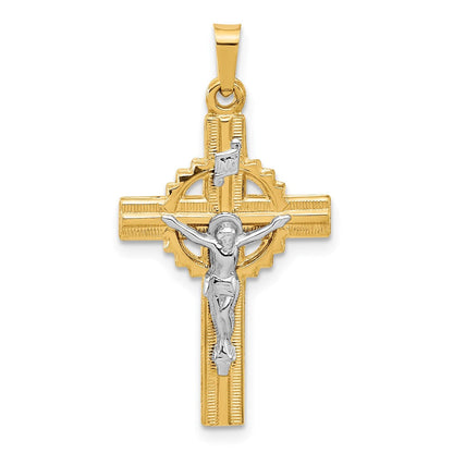 14K Bicolor Gold Hohl Inri Iona Kruzifix Pendent