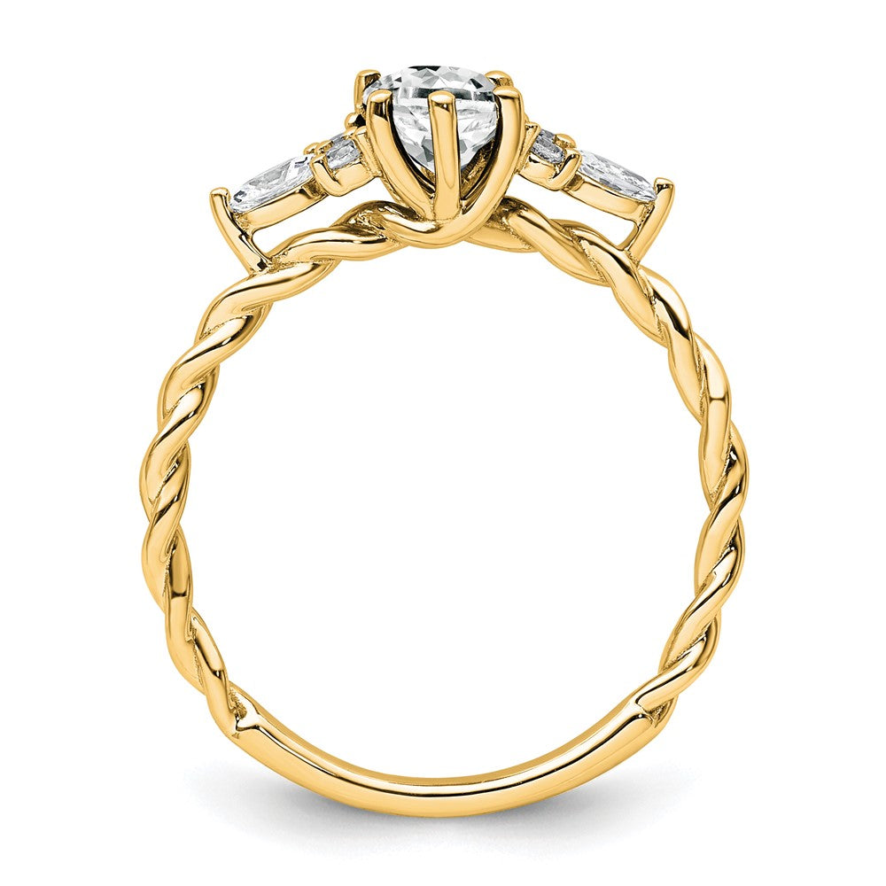 14K Gelbgold Ring mit Diamant und 7x5 ovalem April/Topas, Größe 7, gedreht