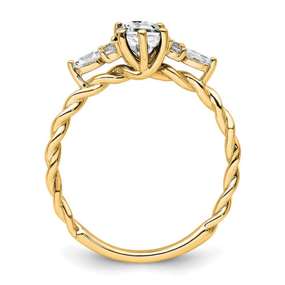 14K Gelbgold Ring mit Diamant und 7x5 ovalem April/Topas, Größe 7, gedreht