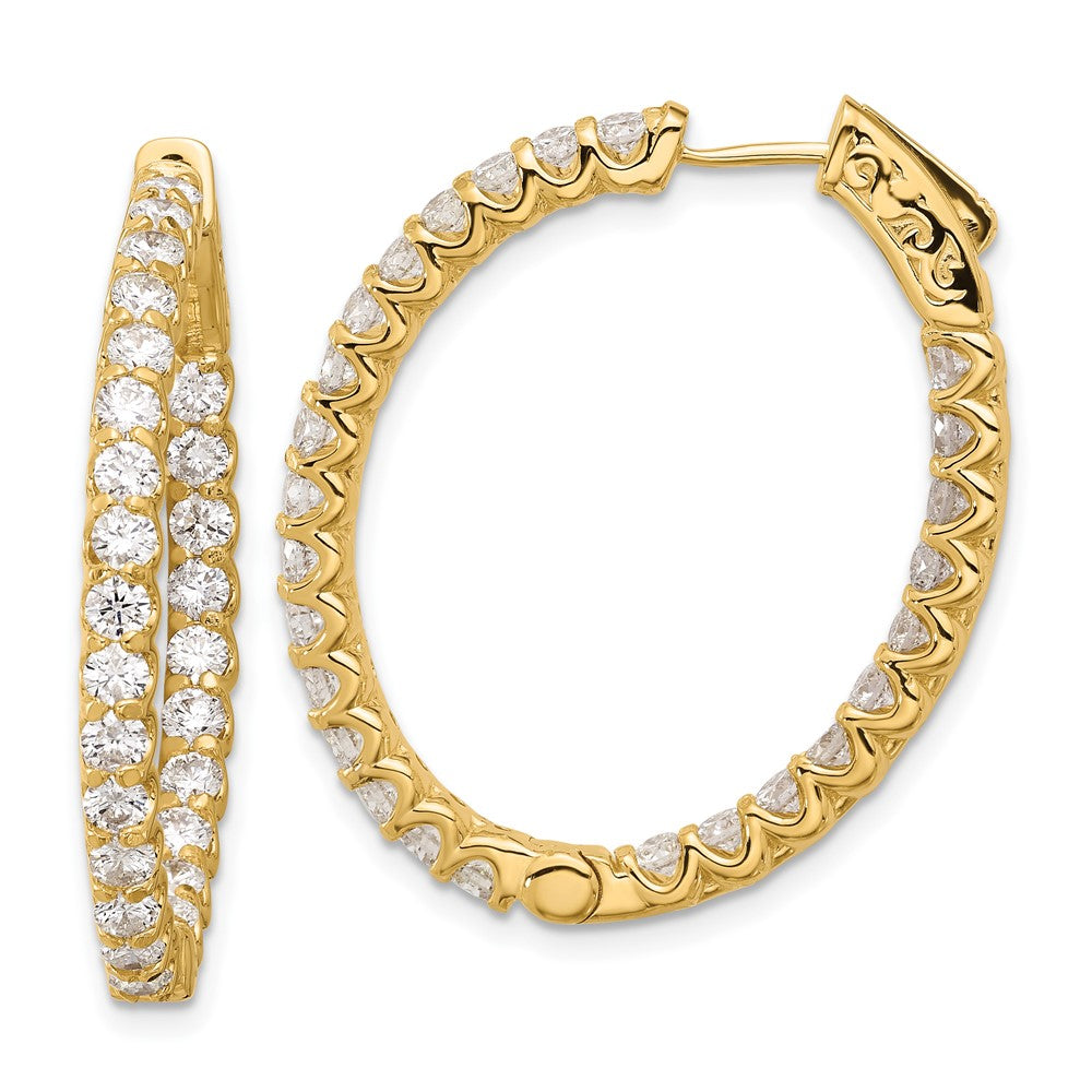 14K Gelbgold 3.1 Karat Diamant In/out Oval Creole mit Sicherheits Verschluss Ohrringe