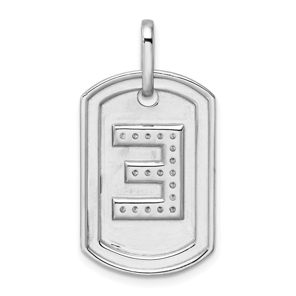 14K Weißgold Diamant-Erkennungsmarken-Charm mit Buchstabe E