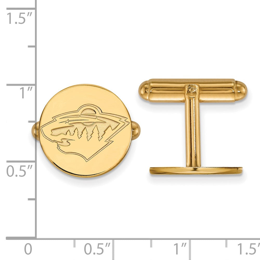 14K Gelbgold Gold Nhl Logoart Minnesota Wild Manschette Knöpfe
