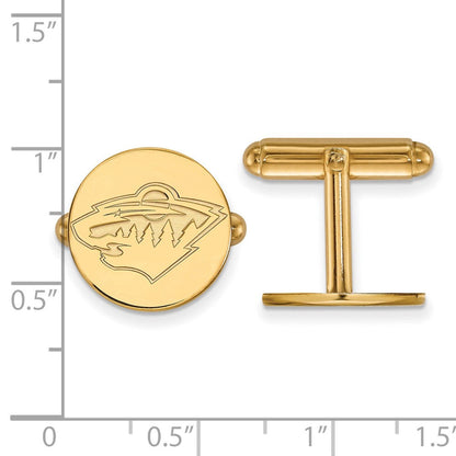 14K Gelbgold Gold Nhl Logoart Minnesota Wild Manschette Knöpfe