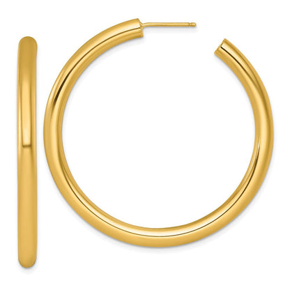 14K Gelbgold Poliert 4.0 X 50mm Röhre C-hoop Ohrstecker