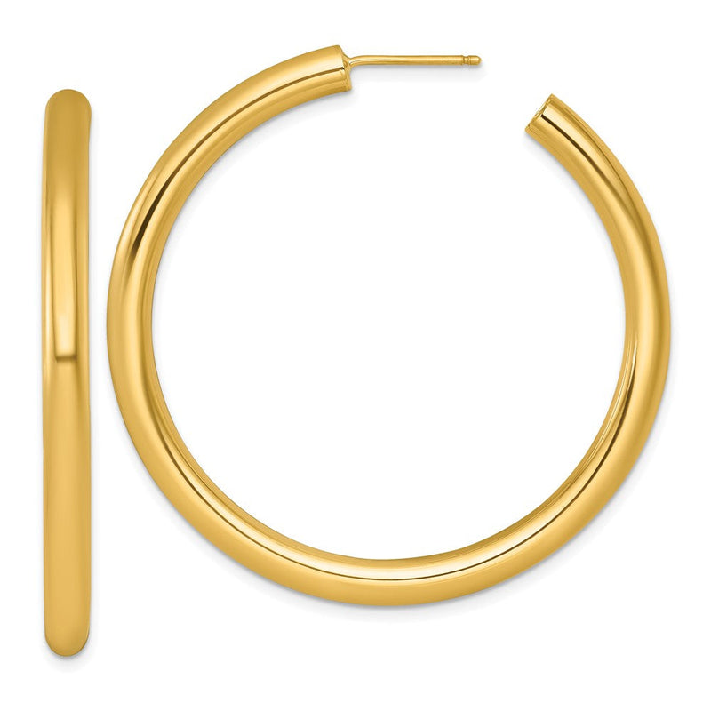 14K Gelbgold Poliert 4.0 X 50mm Röhre C-hoop Ohrstecker