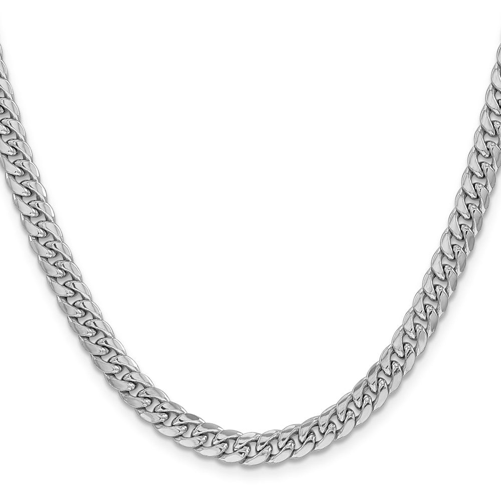 14K Weißgold 6mm Halbmassiv Miami Kubanisch Halskette