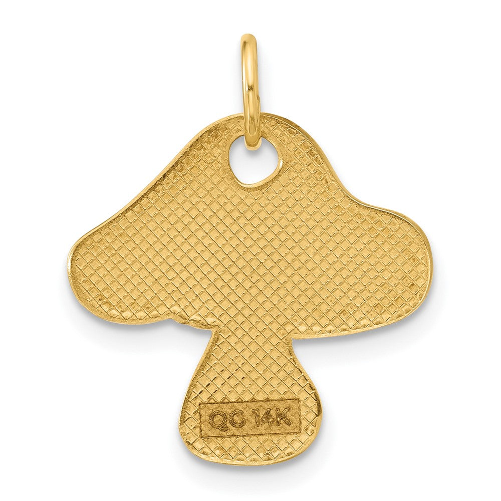 14K Gelbgold emaillierter flacher Fliegenpilz-Charm