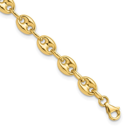 14K Gelbgold Poliert 6.3mm Gewölbt Anker/mariner Glieder Gliederarmband