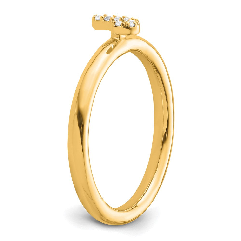 14K Gelbgold Stapelbar Diamant Initiale J Größe 7 Ring