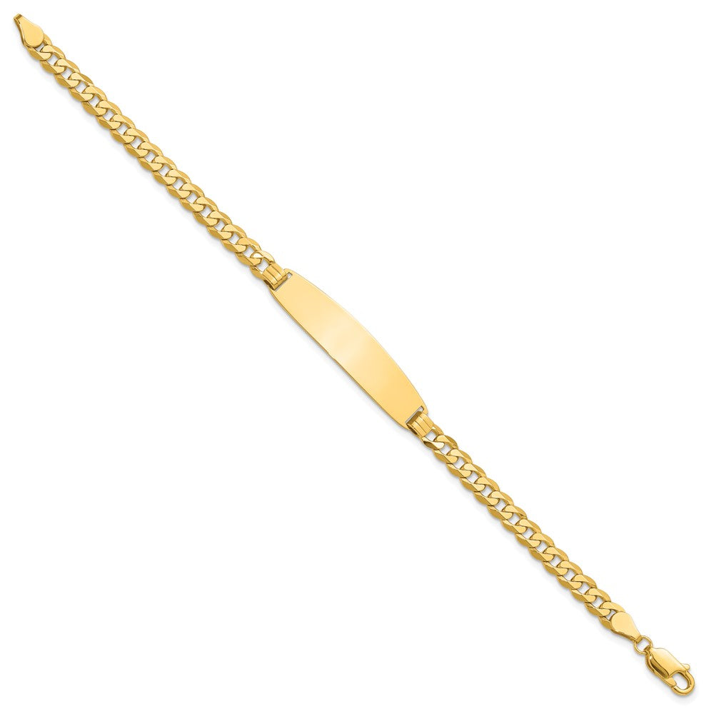 14K Gelbgold Poliert Massiv Kette/solid Platte Panzer Glieder Abgerundet 35x8.5mm Platte 8 Zoll Id Armband