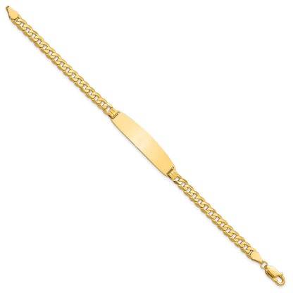 14K Gelbgold Poliert Massiv Kette/solid Platte Panzer Glieder Abgerundet 35x8.5mm Platte 8 Zoll Id Armband