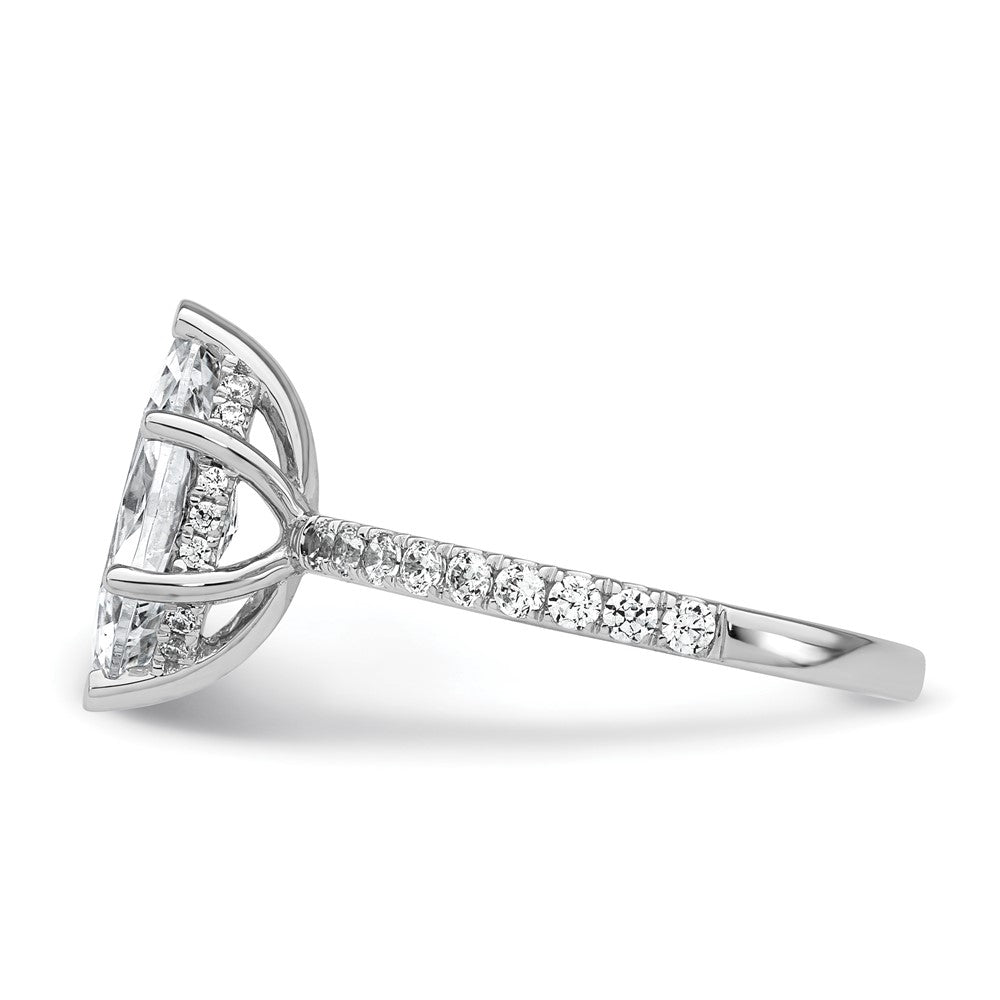 14K Weißgold Verlobungsring mit 2,625 ct. zertifiziertem, im Labor gezüchtetem Diamanten VS+ F+ im Marquise-Schliff, kompletter Solitär mit Flair