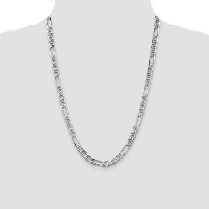 Sterlingsilber Rhodiniert 6.5mm Figaro Anker Halskette
