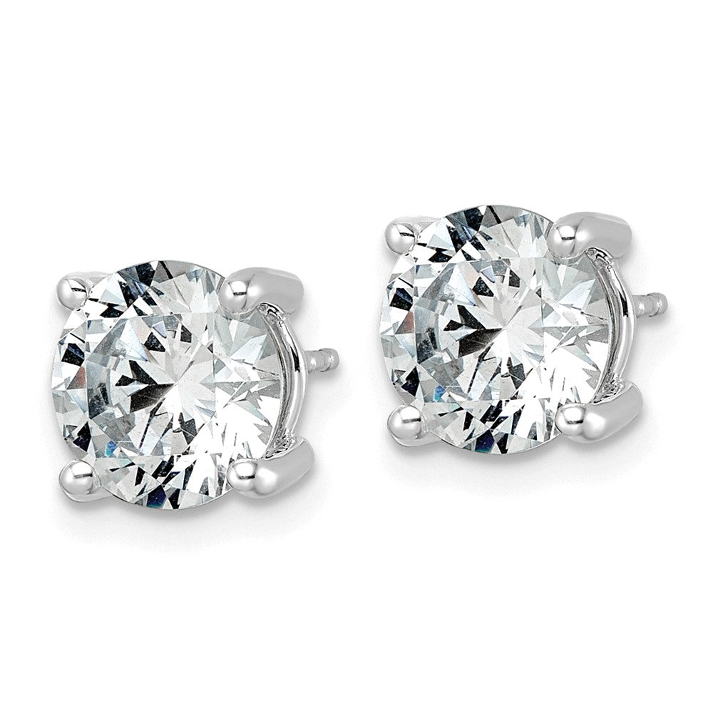 14K Weißgold Ohrstecker mit 5 ct. im Labor gezüchteten Diamanten, rund, Vierkrappenfassung, komplett, leicht, VS/SI+ G+