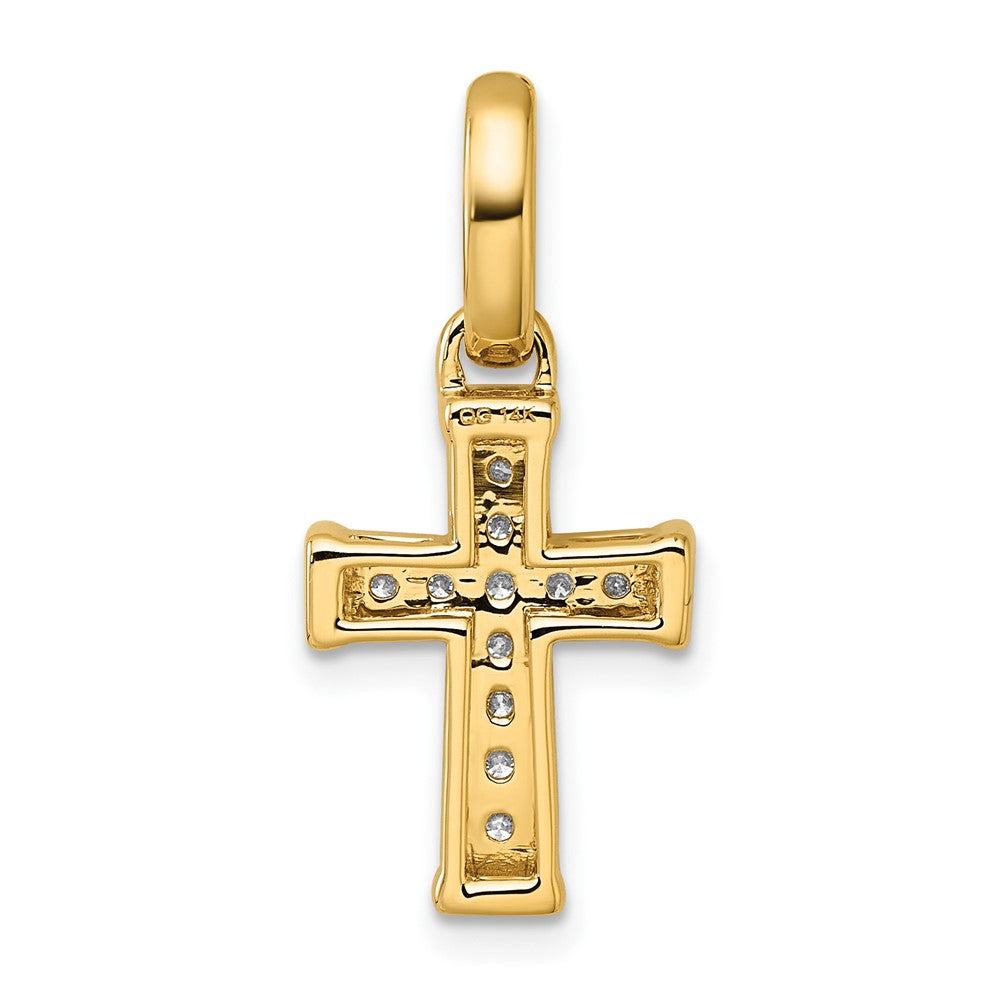 14K Gelbgold kleiner Diamant-Kreuzanhänger „Latin Cross", 0,2 ct