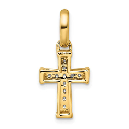 14K Gelbgold kleiner Diamant-Kreuzanhänger „Latin Cross", 0,2 ct
