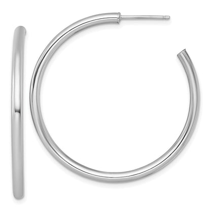 14K Weißgold Poliert 2.5 X 40mm Röhre C-hoop Ohrstecker