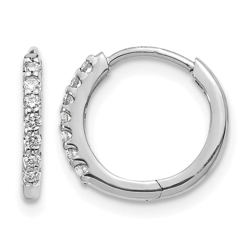 14K Weißgold Creolen mit Klappscharnier, 0,17 ct. Diamanten