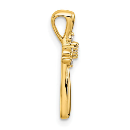 14K Gelbgold Kreuz-Gleitanhänger mit 0,1 ct. Diamant, 5 Steine