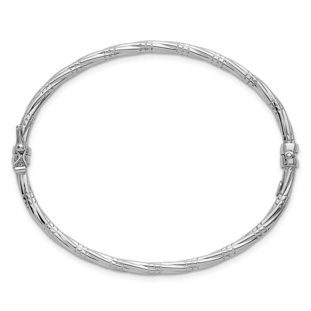 14K Gelbgold mit Rhodium Poliert und Strukturiert 2.90mm Gedreht Klappbar Oval Armreif Armband